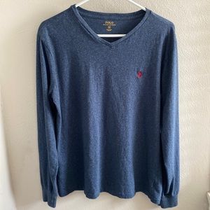 V-neck Ralph Lauren long sleeve shirt.